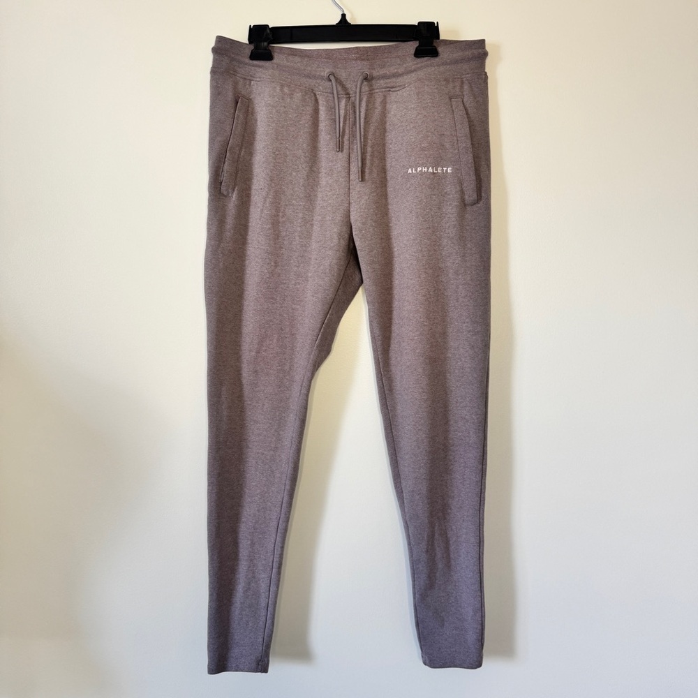 Alphalete Pro Elite Joggers Drawstring Athletic Pants Taupe Fleece Stretch Sz XL